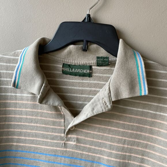 VTG 80s 90s Striped Polo Shirt Pastel Preppy Skater Normcore Sz M/L - Picture 5 of 9